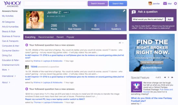 Yahoo Answers Screenshot