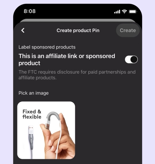 Pinterest affiliate or sponsored products posts