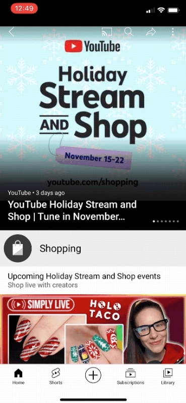 YouTube Shopping Preview